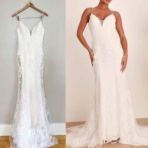 Decided on Forever White Embroidered Lace Mermaid Maxi Dress NWOT
